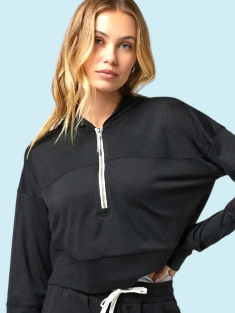 Vuori Half Zip Crop Fit Hoodie Large Heathered Black Dreamknit Streetwear VW297